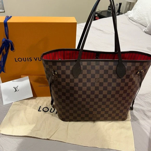 Louis Vuitton Brown and Black Checkered Tote Bag - Picture 7 of 8